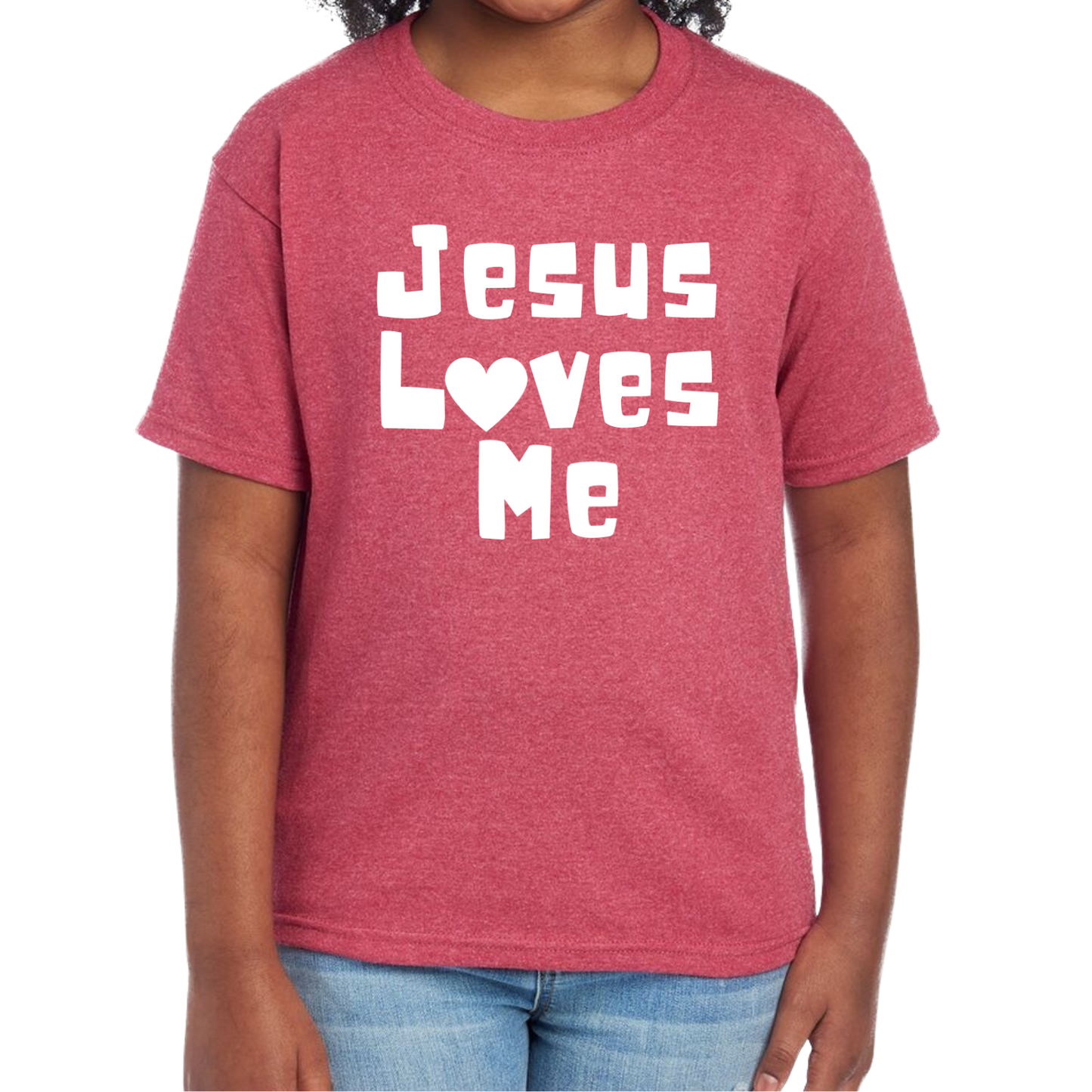 YOUTH Jesus Loves Me Short Sleeve Unisex T-shirt - Heather Colors