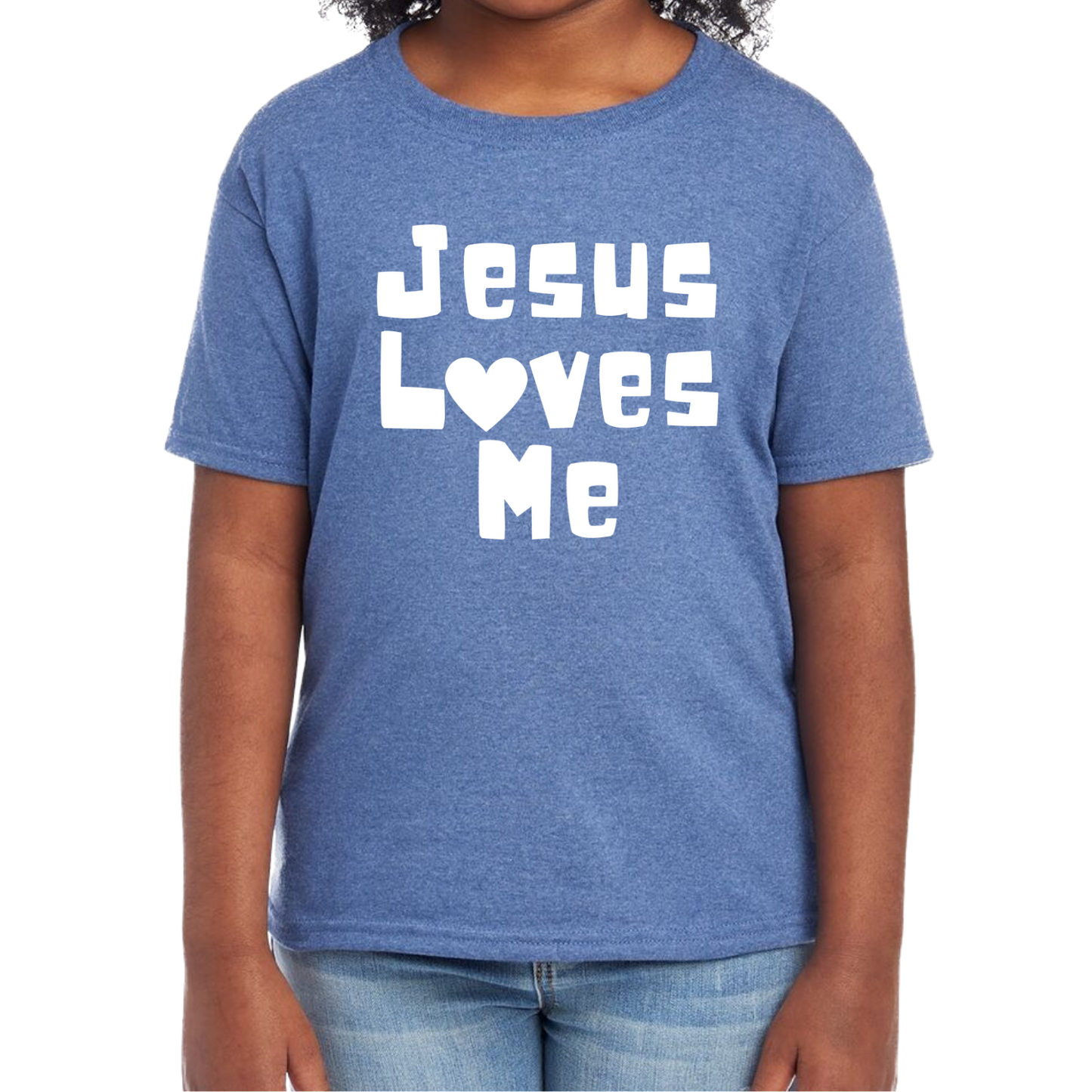 YOUTH Jesus Loves Me Short Sleeve Unisex T-shirt - Heather Colors