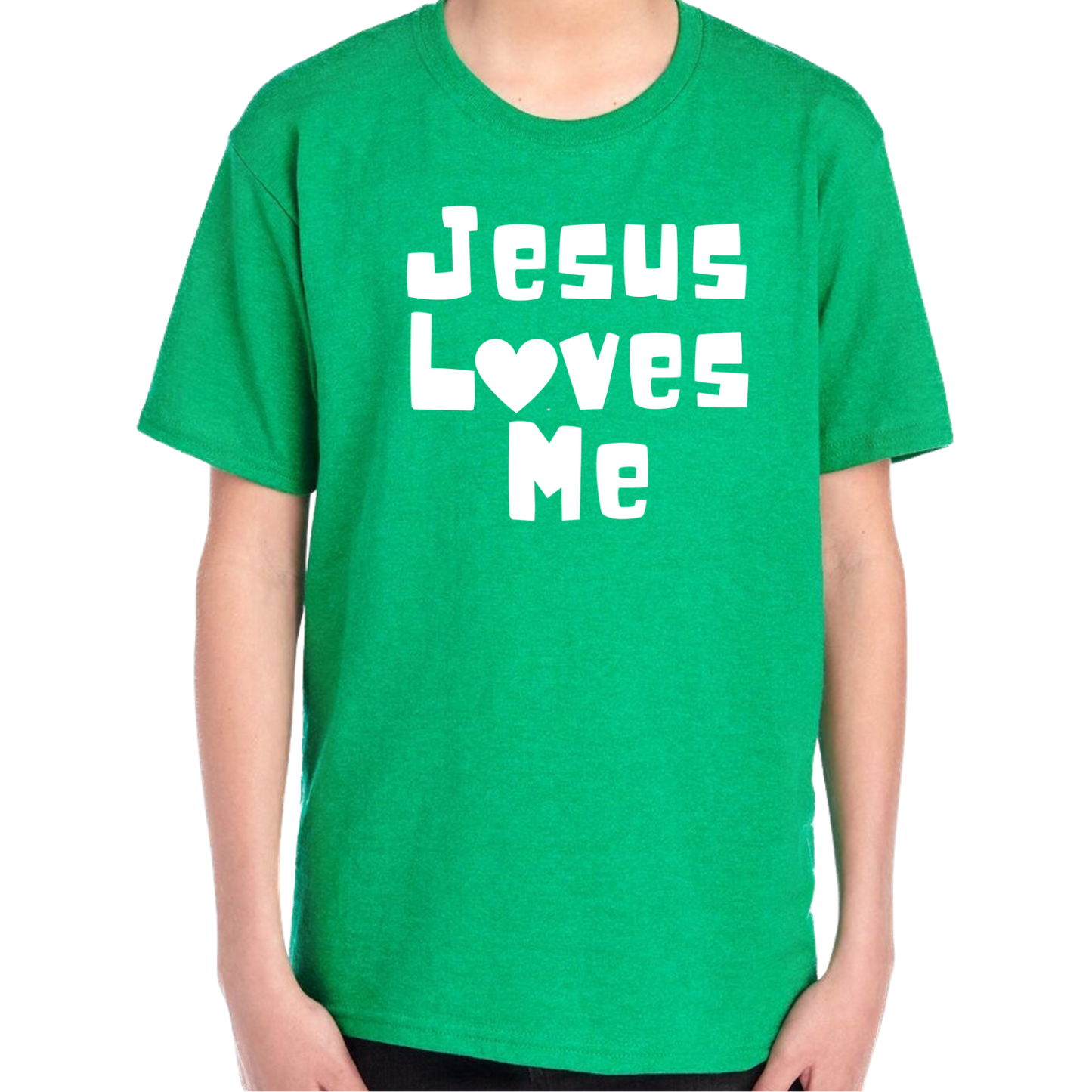 YOUTH Jesus Loves Me Short Sleeve Unisex T-shirt - Heather Colors