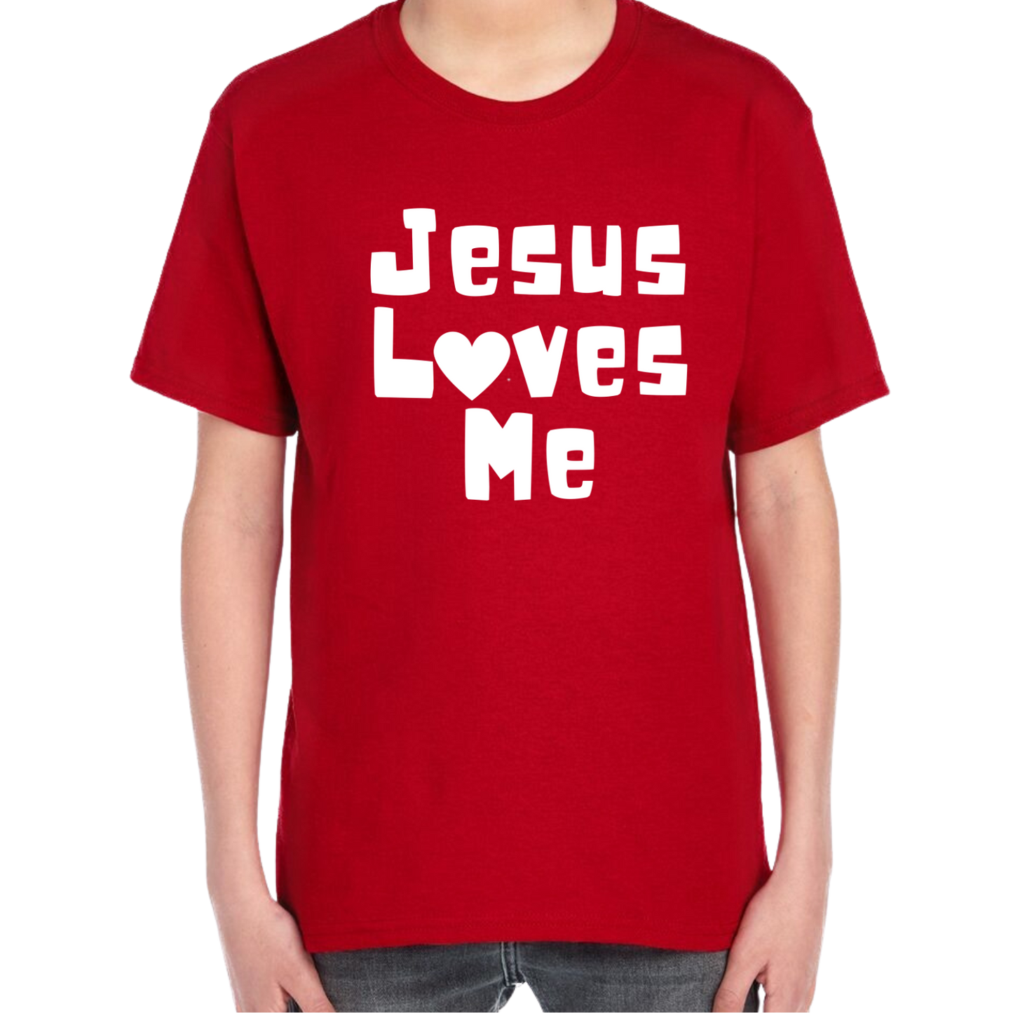 YOUTH Jesus Loves Me Short Sleeve Unisex T-shirt - Solid Colors