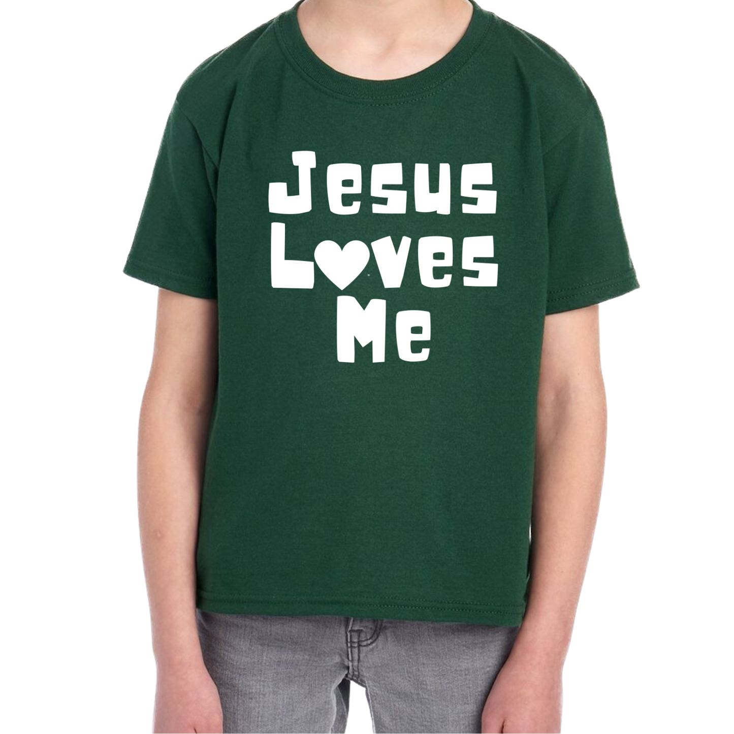 YOUTH Jesus Loves Me Short Sleeve Unisex T-shirt - Solid Colors