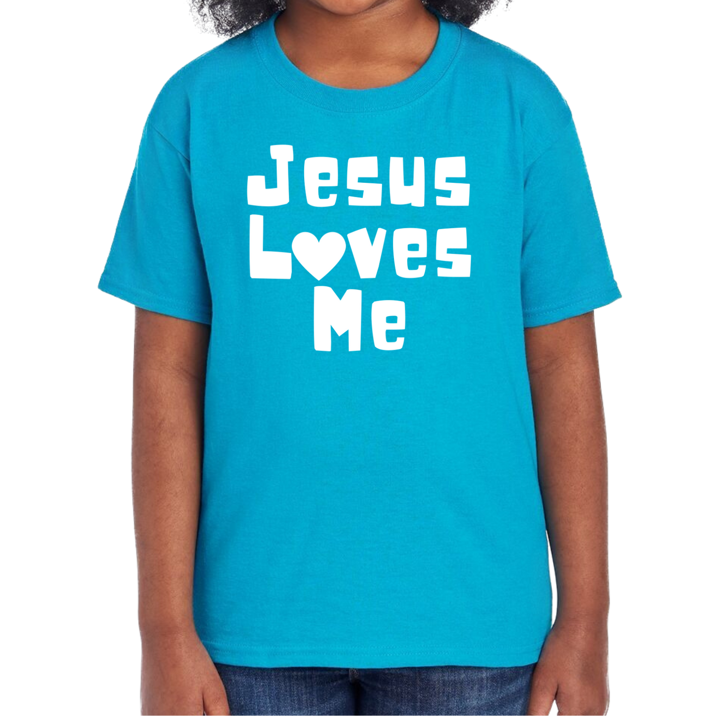 YOUTH Jesus Loves Me Short Sleeve Unisex T-shirt - Solid Colors