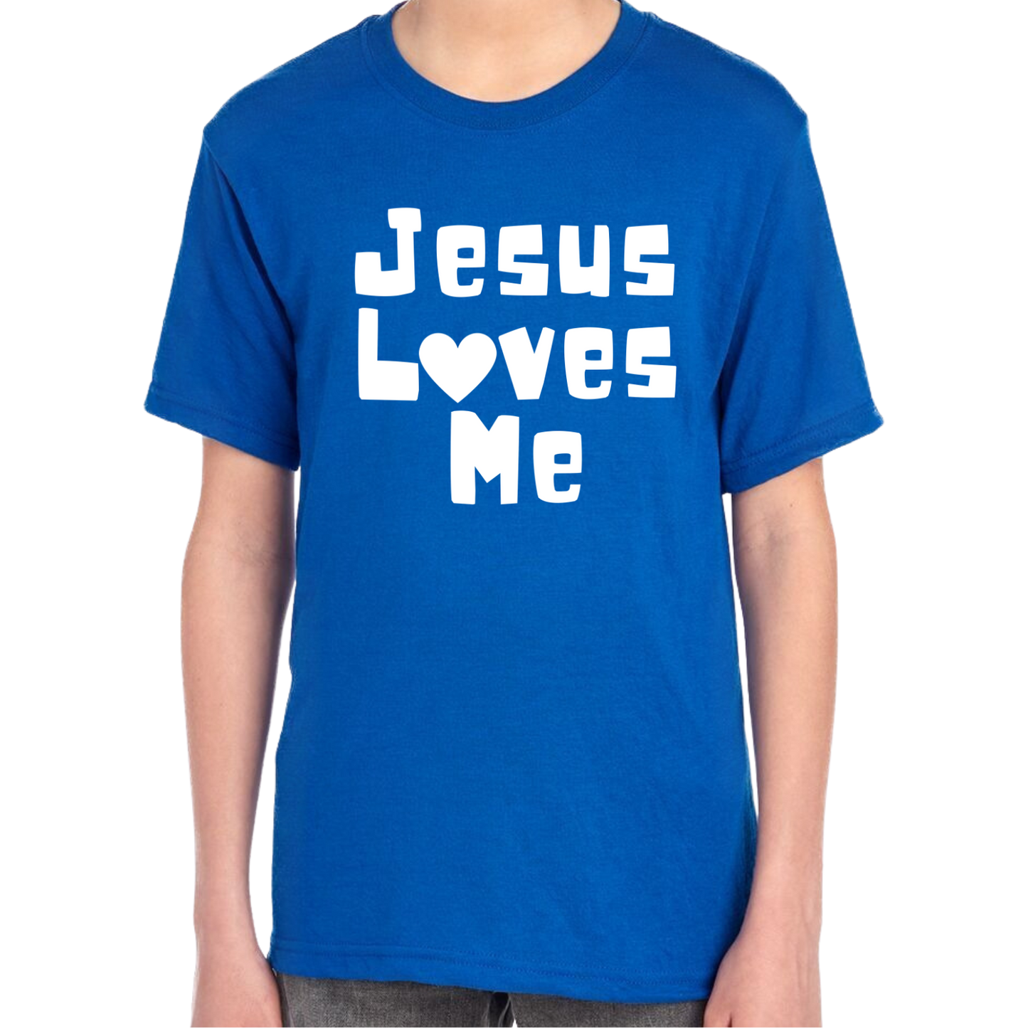 YOUTH Jesus Loves Me Short Sleeve Unisex T-shirt - Solid Colors