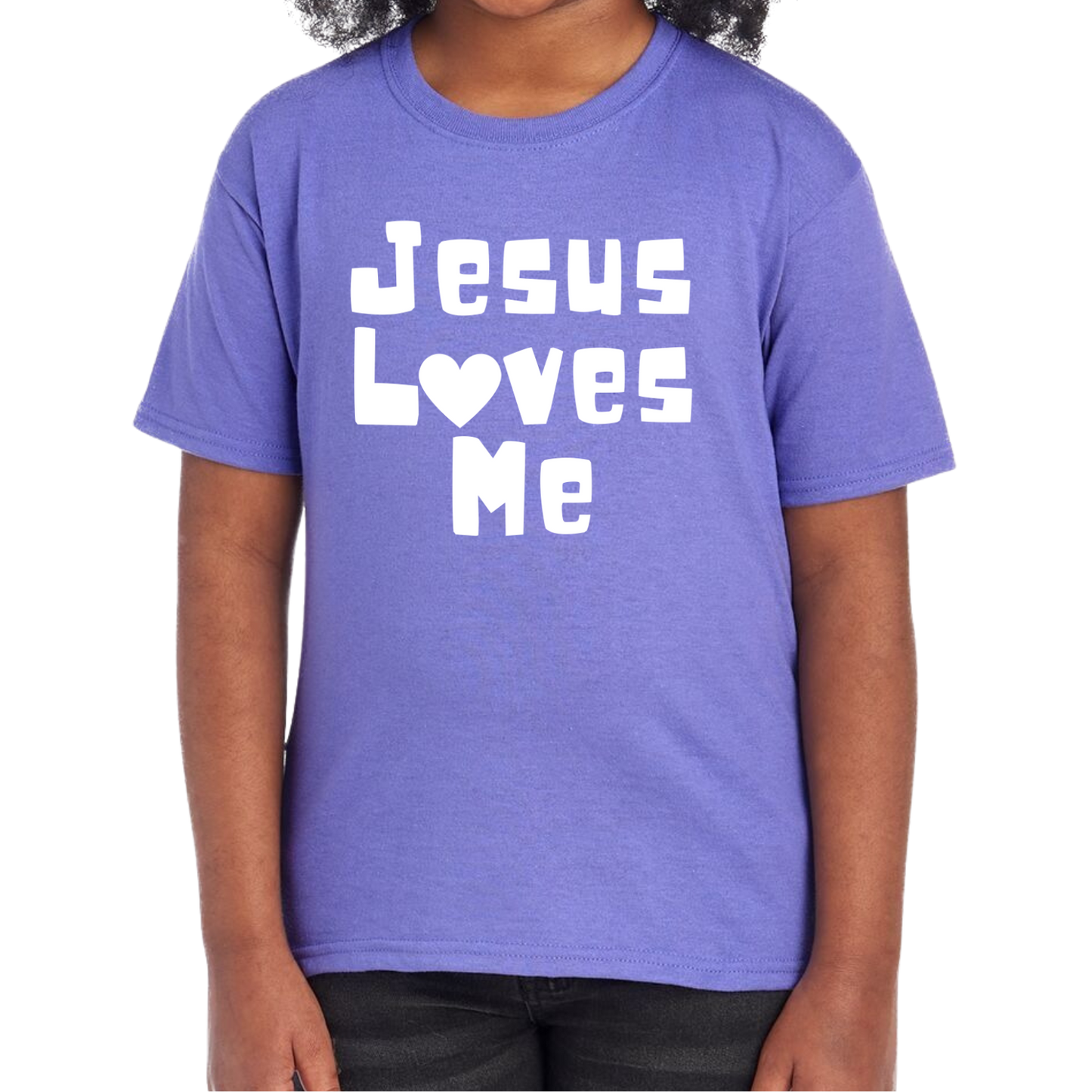 YOUTH Jesus Loves Me Short Sleeve Unisex T-shirt - Solid Colors