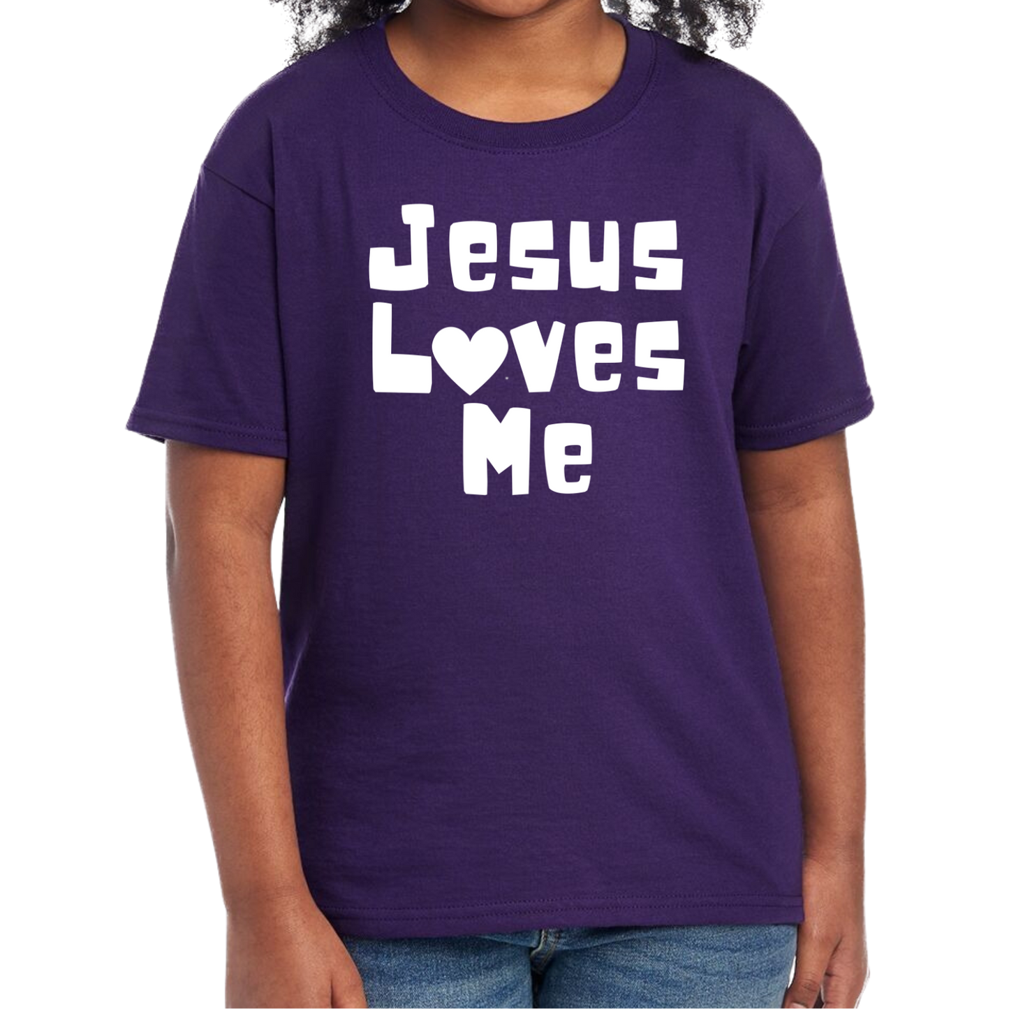YOUTH Jesus Loves Me Short Sleeve Unisex T-shirt - Solid Colors