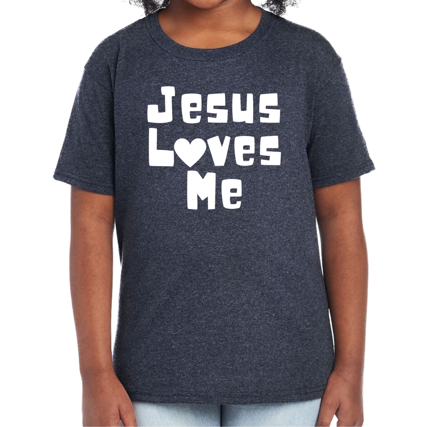 YOUTH Jesus Loves Me Short Sleeve Unisex T-shirt - Heather Colors