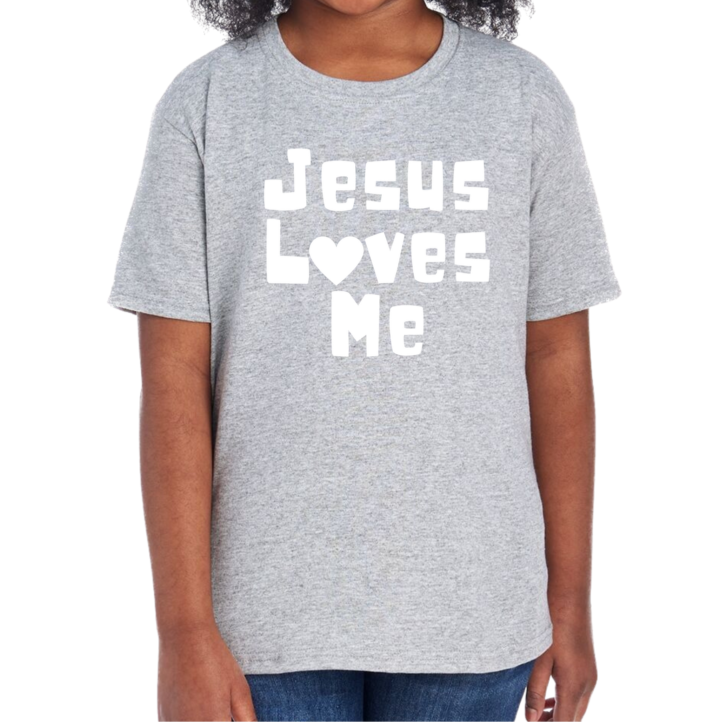 YOUTH Jesus Loves Me Short Sleeve Unisex T-shirt - Heather Colors