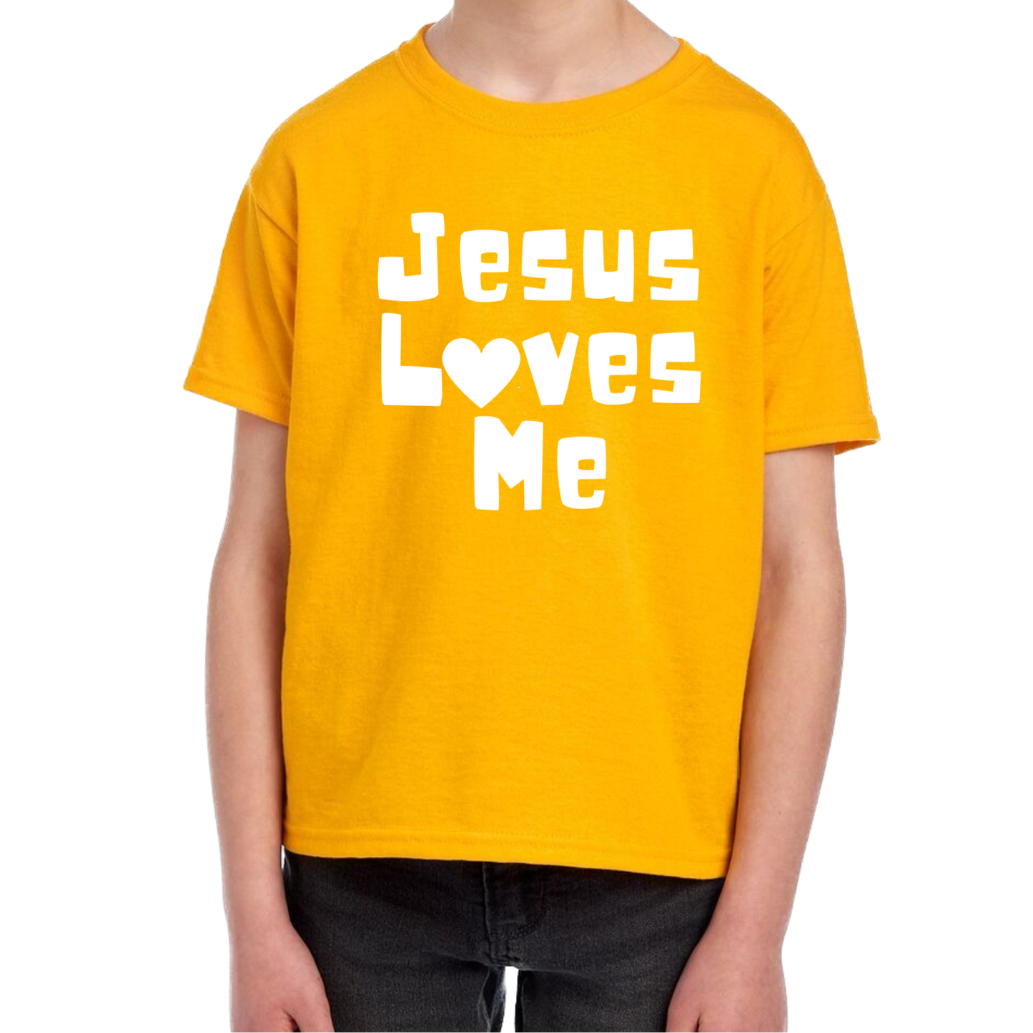 YOUTH Jesus Loves Me Short Sleeve Unisex T-shirt - Solid Colors