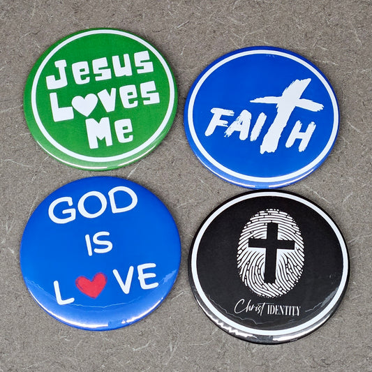 3" Christian Pinback Buttons - 4 Pack Assortment 1