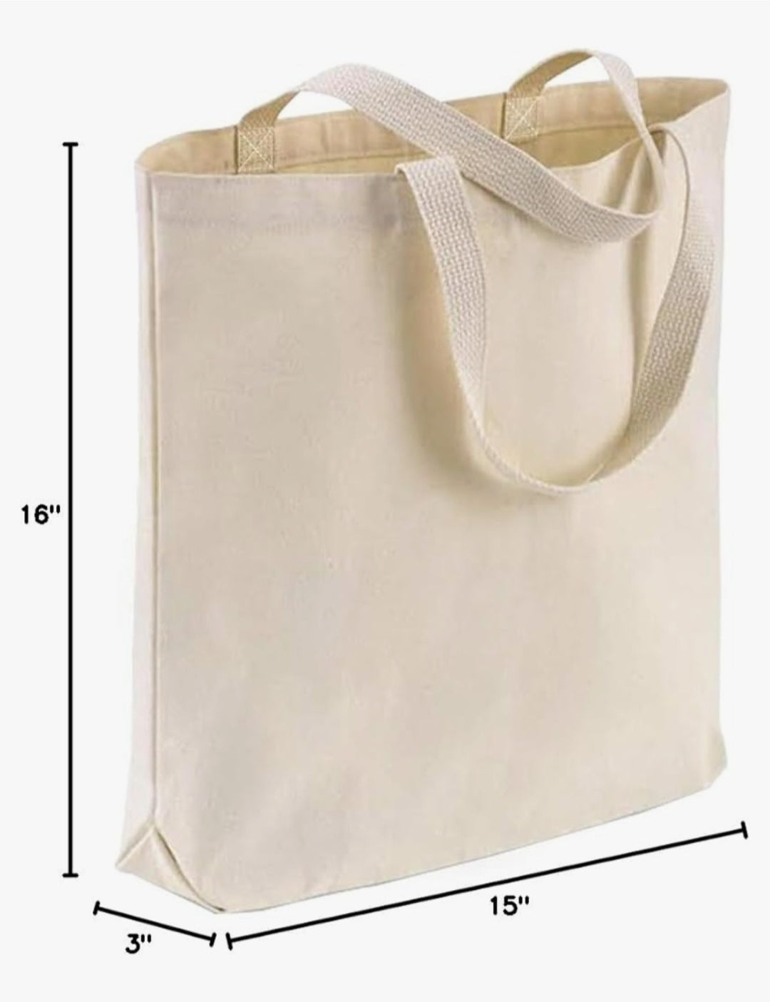 Full Color Design - Customized Sturdy Canvas Tote Bag with Bottom Gusset 15"W x 16"H x 3"G