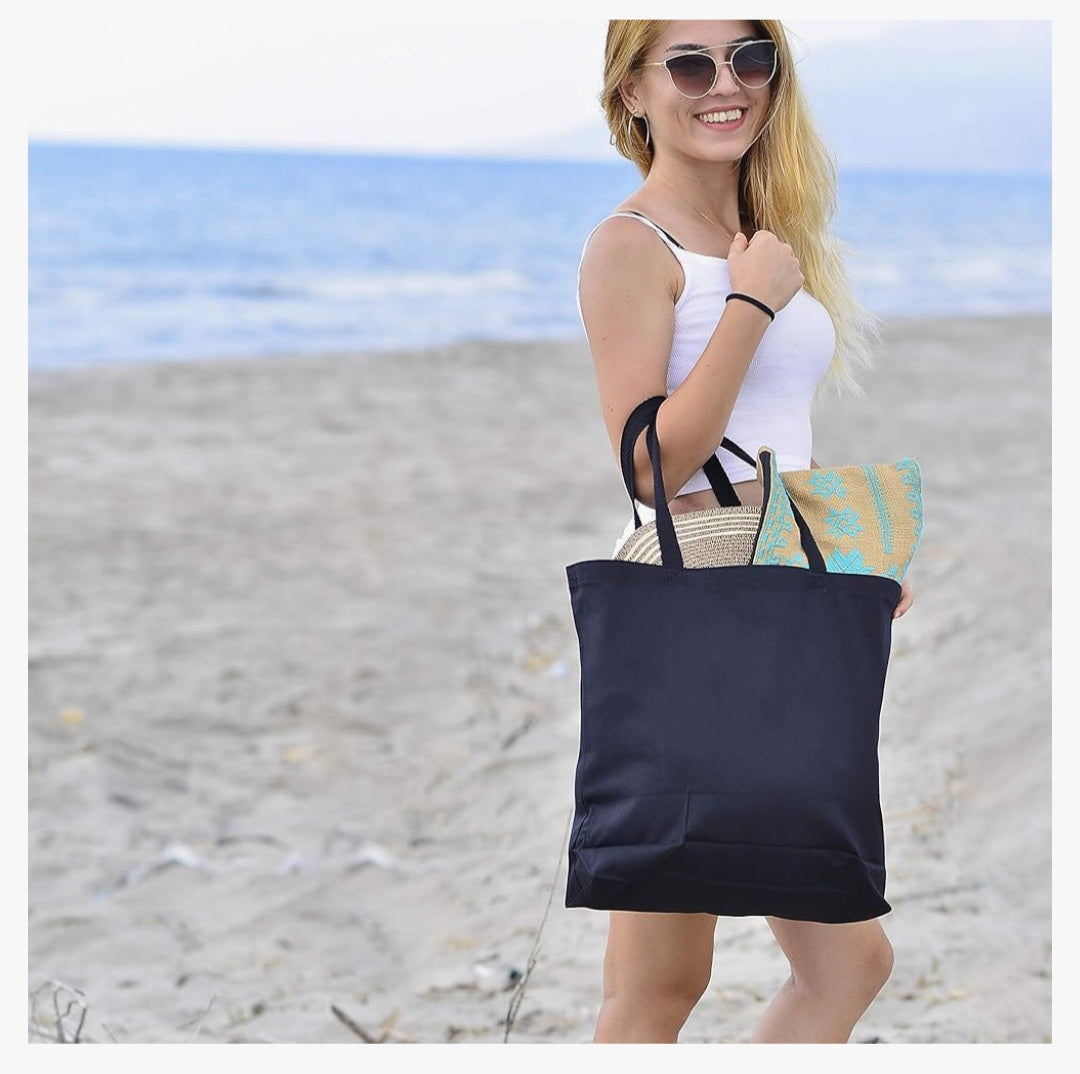 Full Color Design - Customized Sturdy Canvas Tote Bag with Bottom Gusset 15"W x 16"H x 3"G