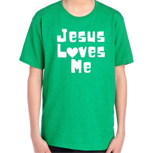 YOUTH Jesus Loves Me Short Sleeve Unisex T-shirt - Heather Colors