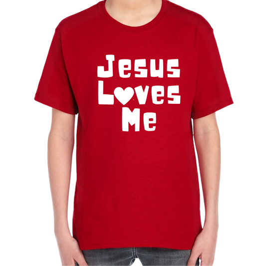 YOUTH Jesus Loves Me Short Sleeve Unisex T-shirt - Solid Colors